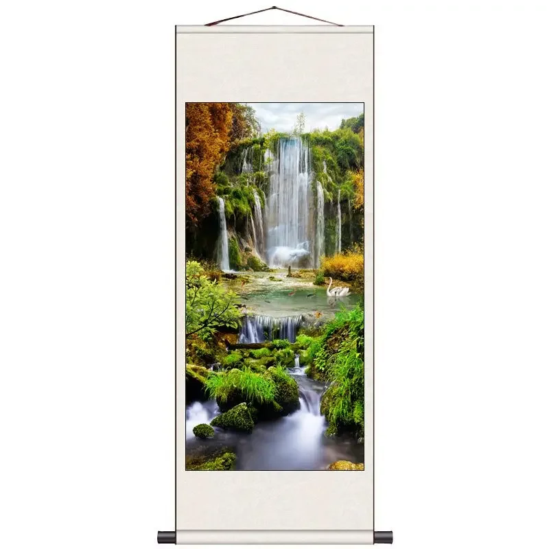 

Длинный пейзаж, прокрутка, картина, готовая подвесная картина, украшение для гостиной, подарочное украшение, настенная роспись для салона Maison Luxe, фреска