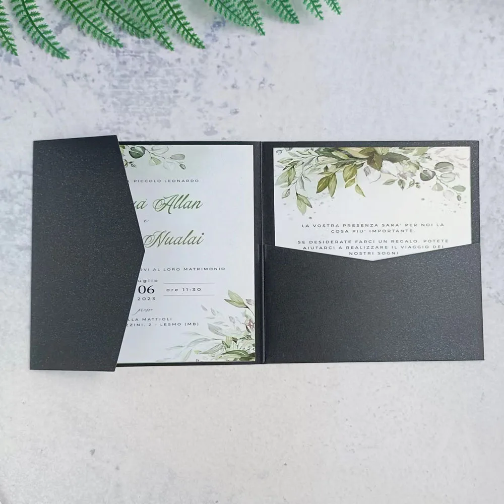 Wedding Cards Invitations Pocket Envelopes, Customized Invite RSVP Printing, 50Pcs