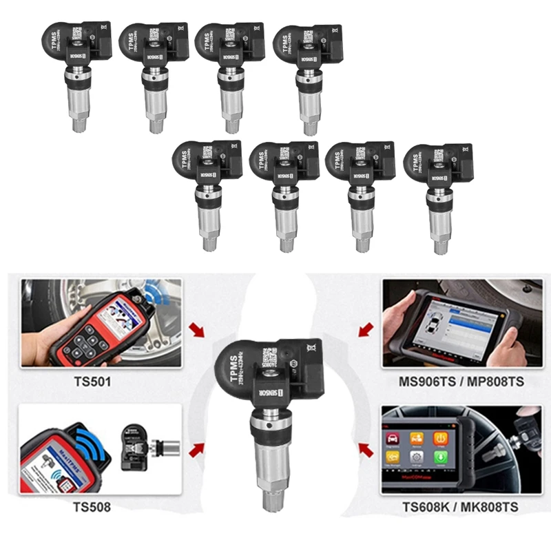 

8 шт. программируемый датчик TPMS MX 315 МГц + 433 МГц 2-в-1 монитор датчика давления в шинах для инструмента Autel TS408 TS508 ITS600