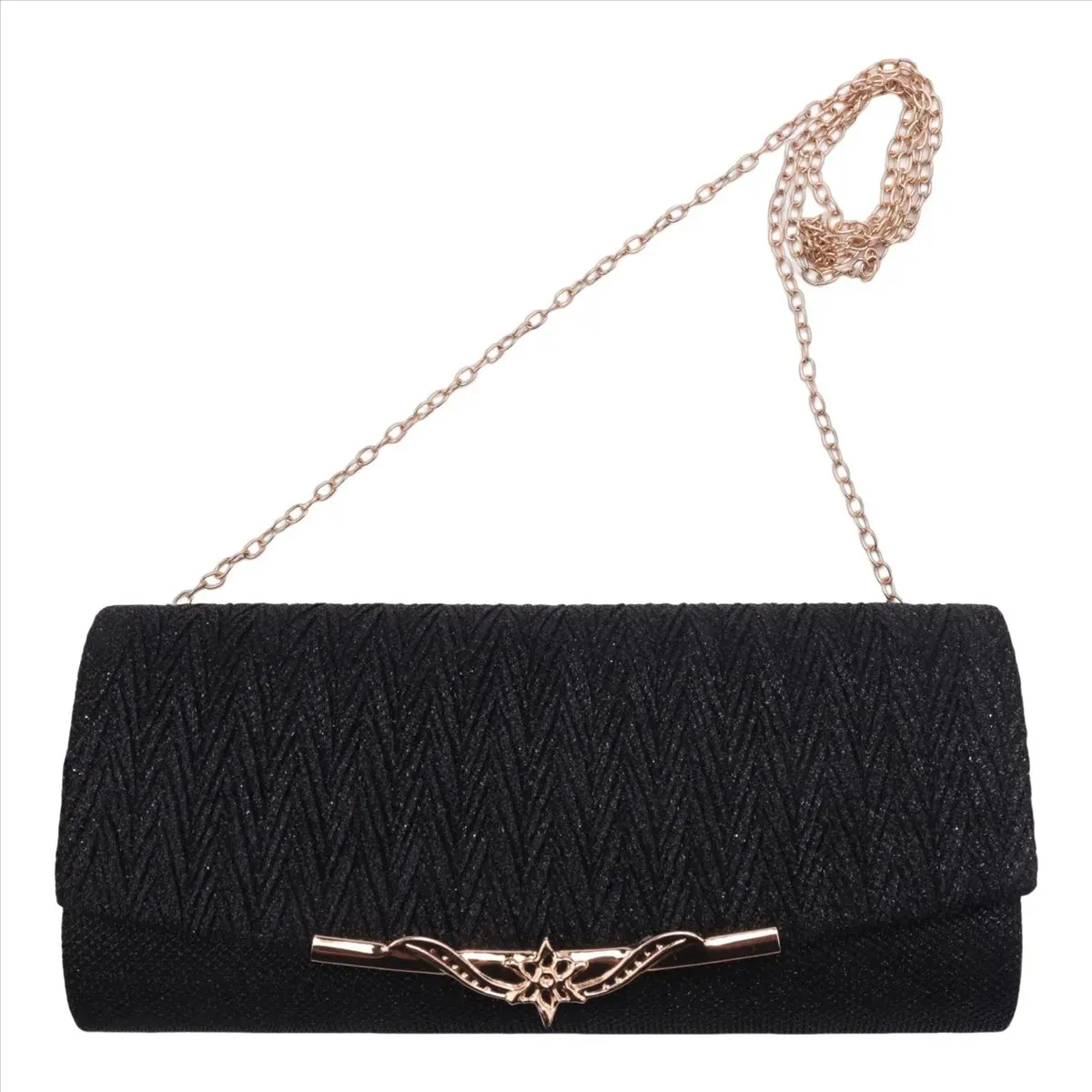 ABQR Borsa da sera da donna Borsa glitter per banchetti per feste per donne Ragazze Pochette da sposa Borsa a tracolla a catena (Nero)