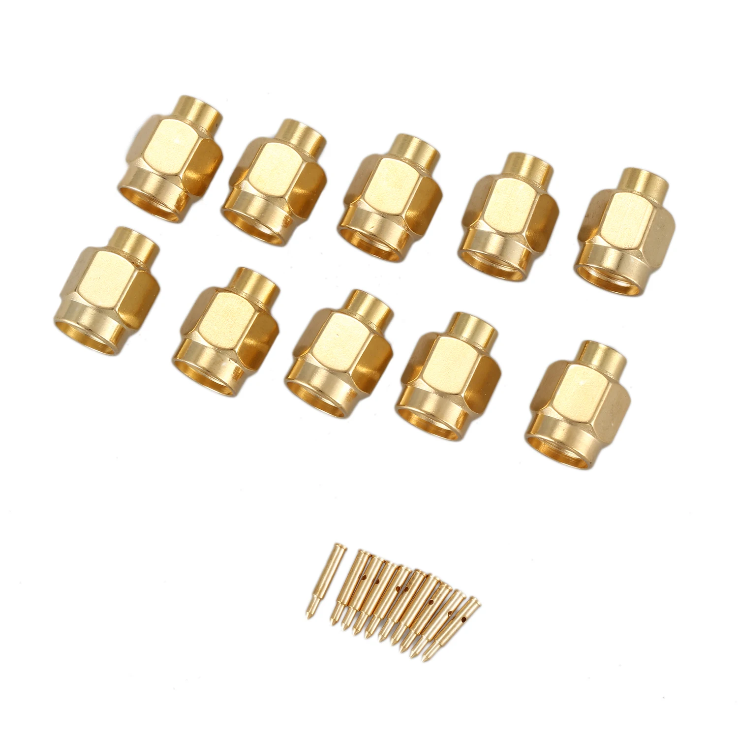 10x SMA male plug solder RF Coax connector for semi-rigid RG402 0.141 inch cable Gold