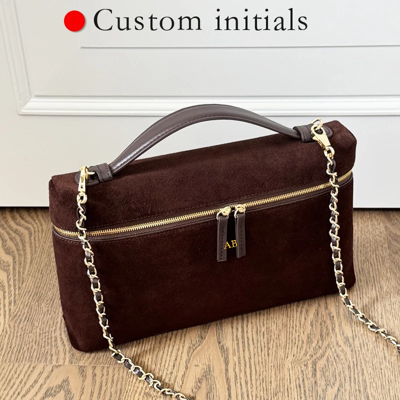 Customize Initials Leather Box Bag For Women Luxury Designer handbag Purse 2026 New In Suede Cowhide Handle Chain Strap Shoulder