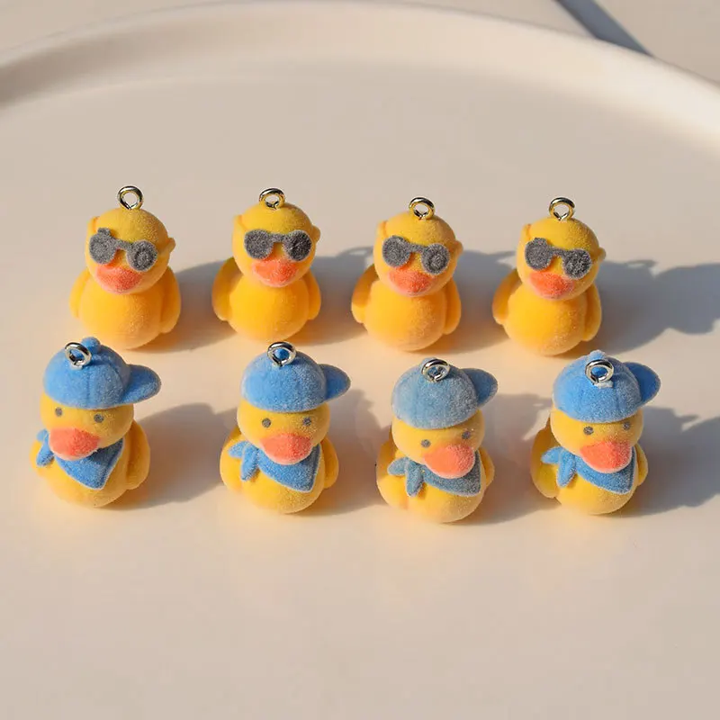 10Pcs/Lot Flocking Emulation Little Yellow Duck  DIY Handiwork Small Pendants for Earrings Bags Phone Pendant Creative Gifts