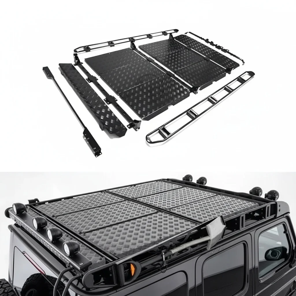 

Багажник на крышу внедорожника, противоскользящий алюминиевый грузовой бокс, крепление на крышу из углеродистой стали, держатель для багажа на крышу для внедорожников после 2019 года выпуска