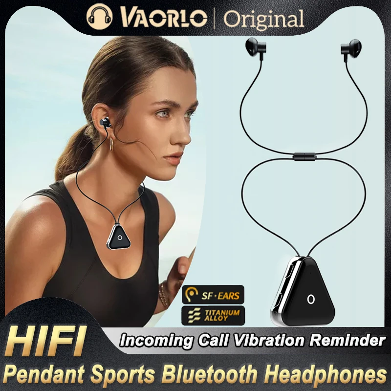 New Pendant Headphones Bluetooth 5.3 Incoming Call Vibration Reminder Headset HIFI Stereo halter Neck Sports Magnetic Earphone