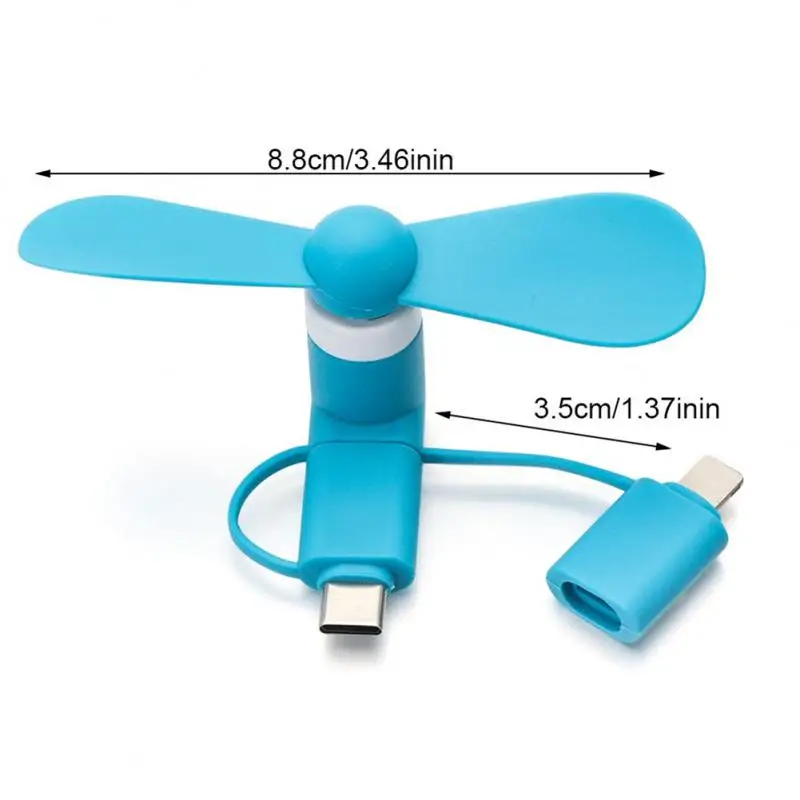 Mobile Phone Mini Fan Creative Portable 3-in-1 Travel Portable Micro Usb Type-c Plug For Ipad Iphone 5 6 6s For Cell Phone