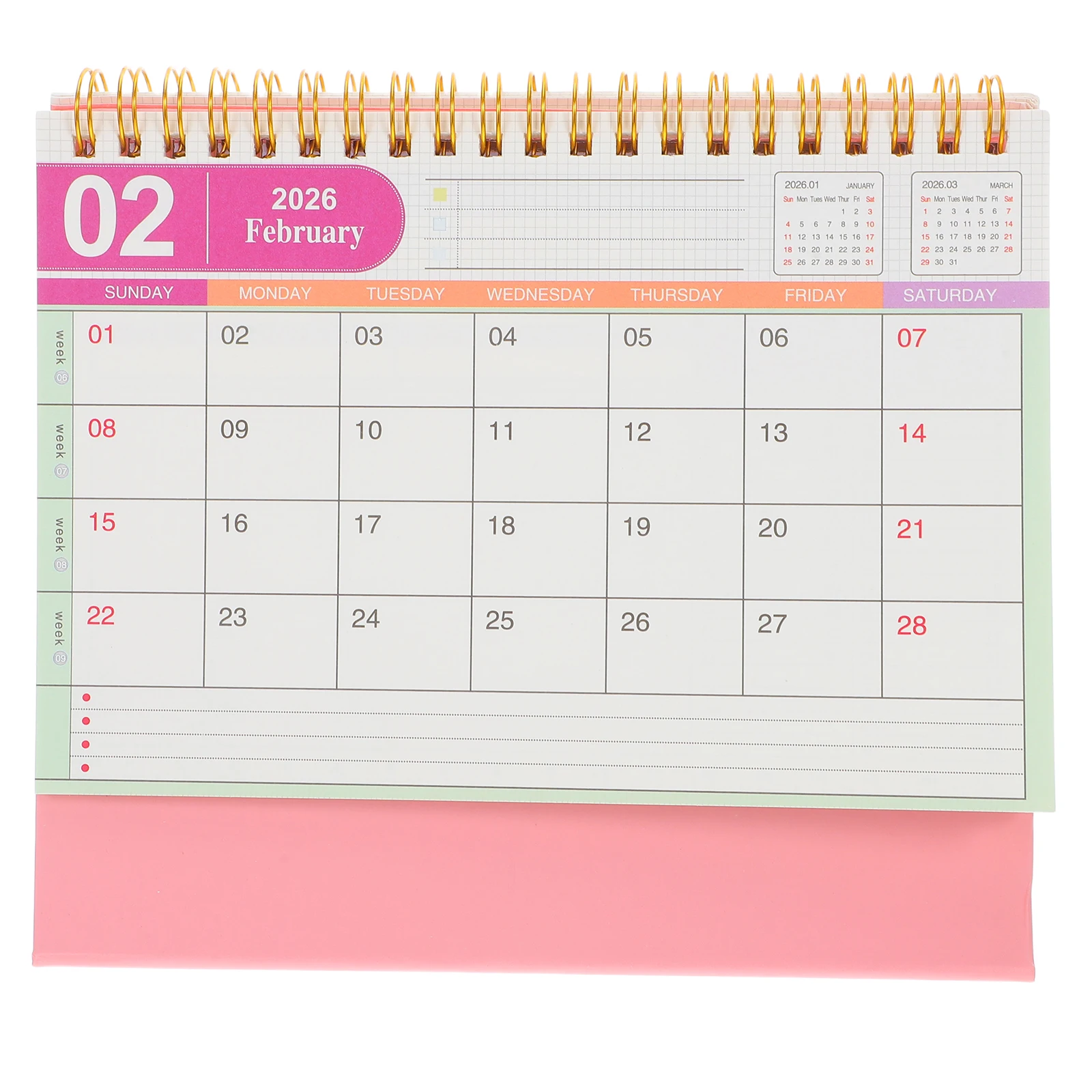

Calendar Desktop Compact Planner Small Calendars Size Stand up Pink School Flip Yearly Table Office