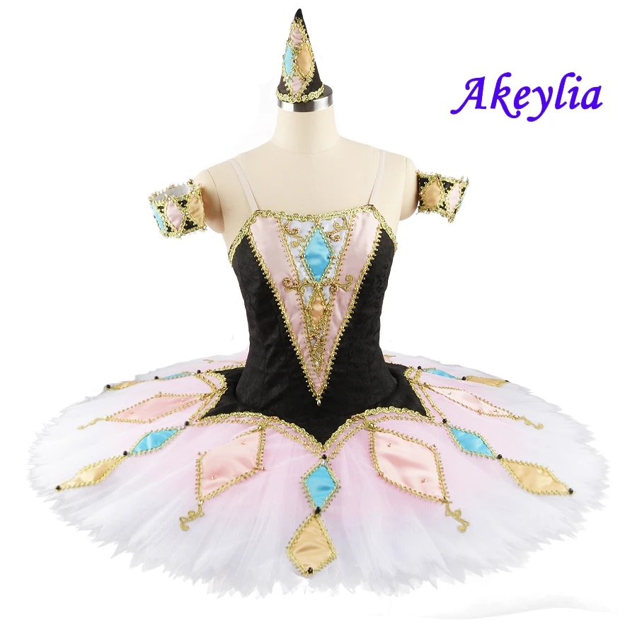 

Akeylia harlequinade professional ballet tutu for girls adult competition tutu dress pancake funny ballerina tutu stage JN0105