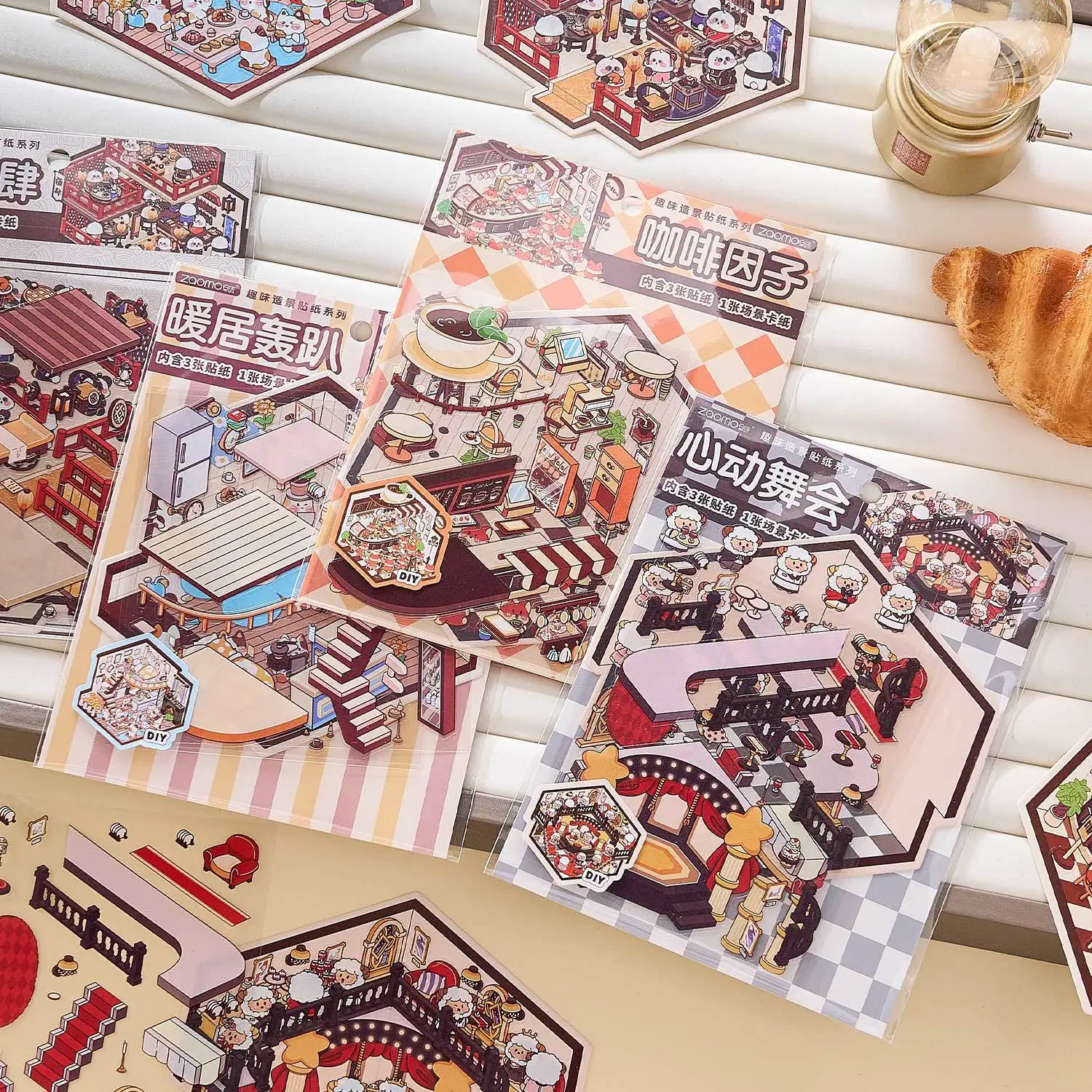 Miniature PET Landscape Sticker Restaurant Dance Party House Student Handbook Stickers Scrapbooking