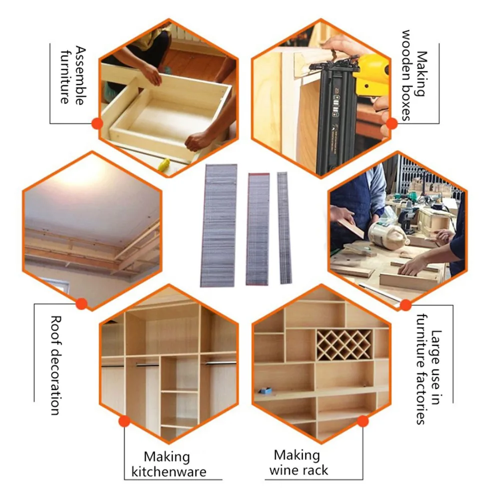 1105pcs F15/F20/F25/F30 Straight Brad Nails For DIY Home/Gardening Woodworking Roof Decoration,Making Kitchenware