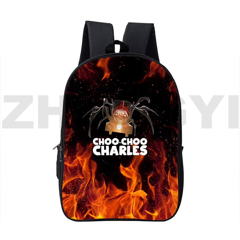 Large Capacity College 3D Anime Choo-Choo Charles Double Backpacks Japanese Anime Choo Choo Charles Bookbag 16 Inch Laptop Bag