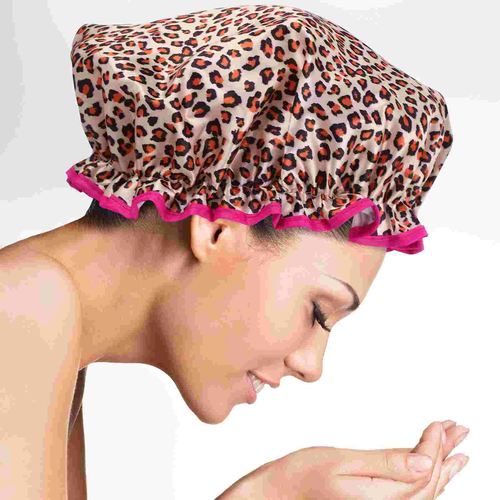 Touca de banho elástica reutilizável, touca de banho de camada dupla, protetor de cabelo, acessório de banho, touca de banho reutilizável
