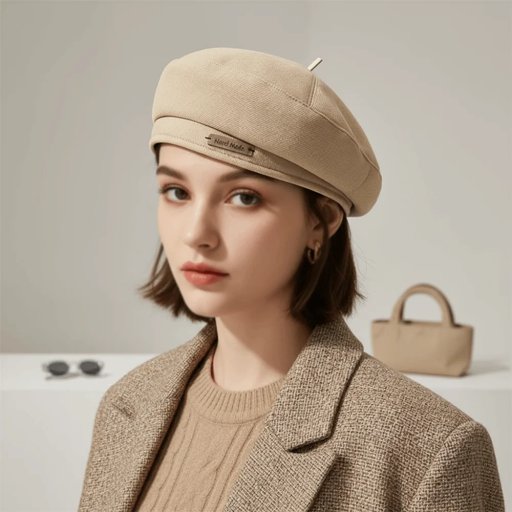 Octagonal Cap Warm Woolen Beret Soft Solid Color French Hat Thick Elegant Painter Cap Students 3