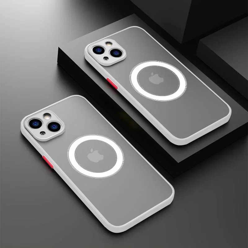 

Luxury Magnetic For iPhone 13 14 12 11 Pro Max Mini X XR XS Magsafe Wireless Charge Phone Case Shockproof Armor Cover