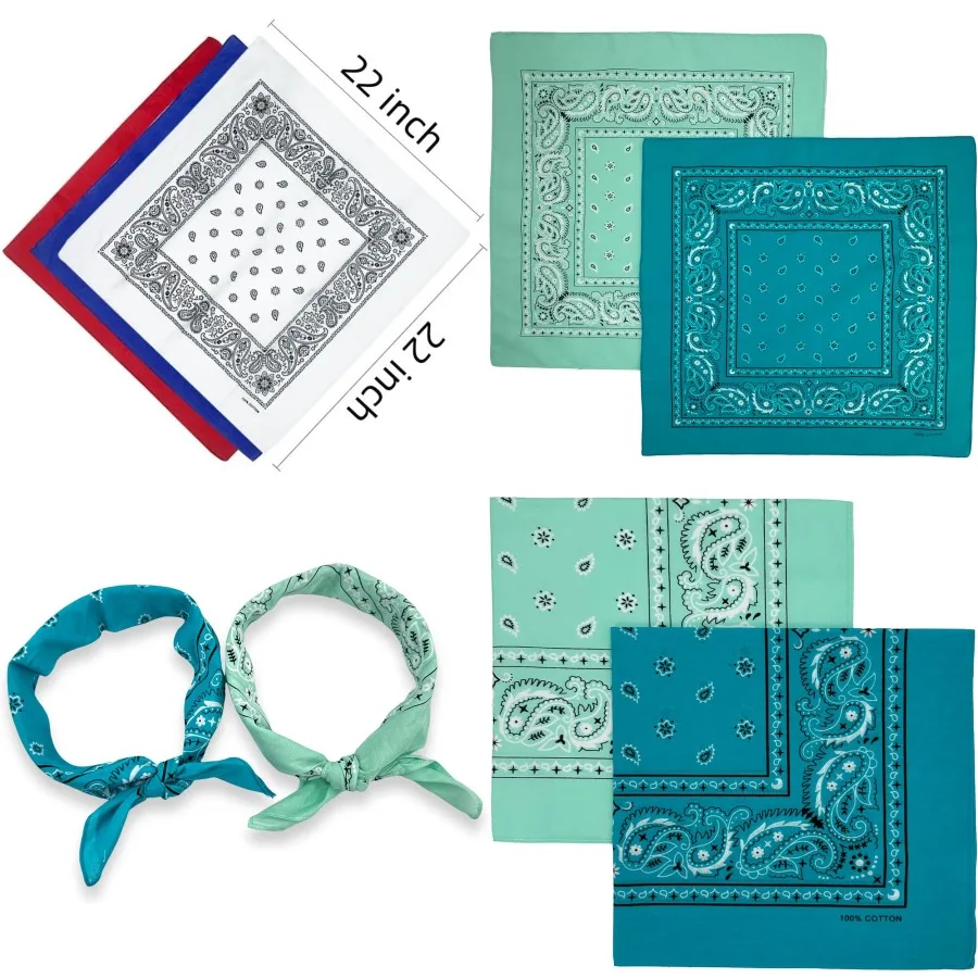 باندانا قطنية متعددة الاستخدامات مقاس 22 بوصة للرجال والنساء: مثالية للمغامرات الخارجية وتصفيف الأزياء والأنشطة الرياضية المتاحة