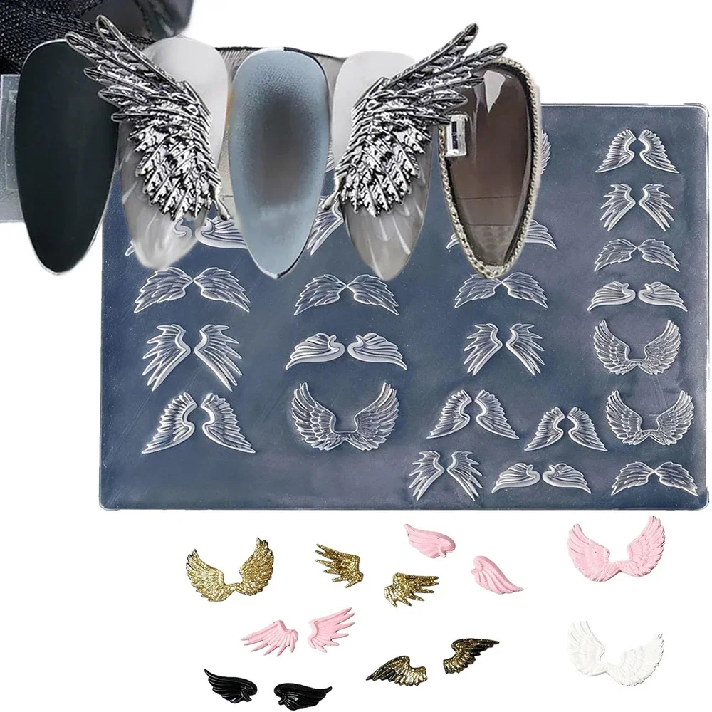 3D Wing Silicone Nail Art Mold, Flexible Wing Texture Template, Reusable Mould for Nail Artists DIY Handmade Nail Charms & Salon