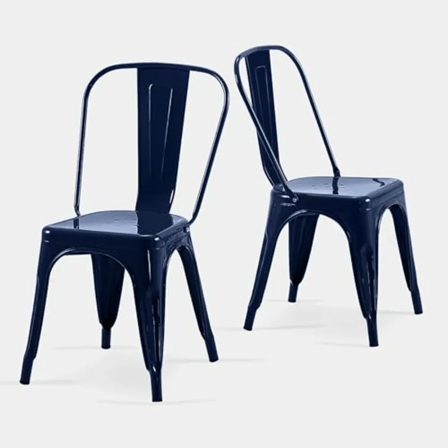 18 Inch Seat Height Industrial Metal Dining Chairs Stackable Kitchen or Bar Seat Durable Modern Design Versatile Accent Furnitu