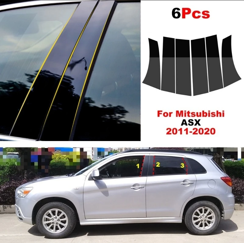 Car Window Door Column Polished BC Pillar Posts Fit For Mitsubishi ASX Eclipse Outlander Window Trim Cover BC Column Sticker