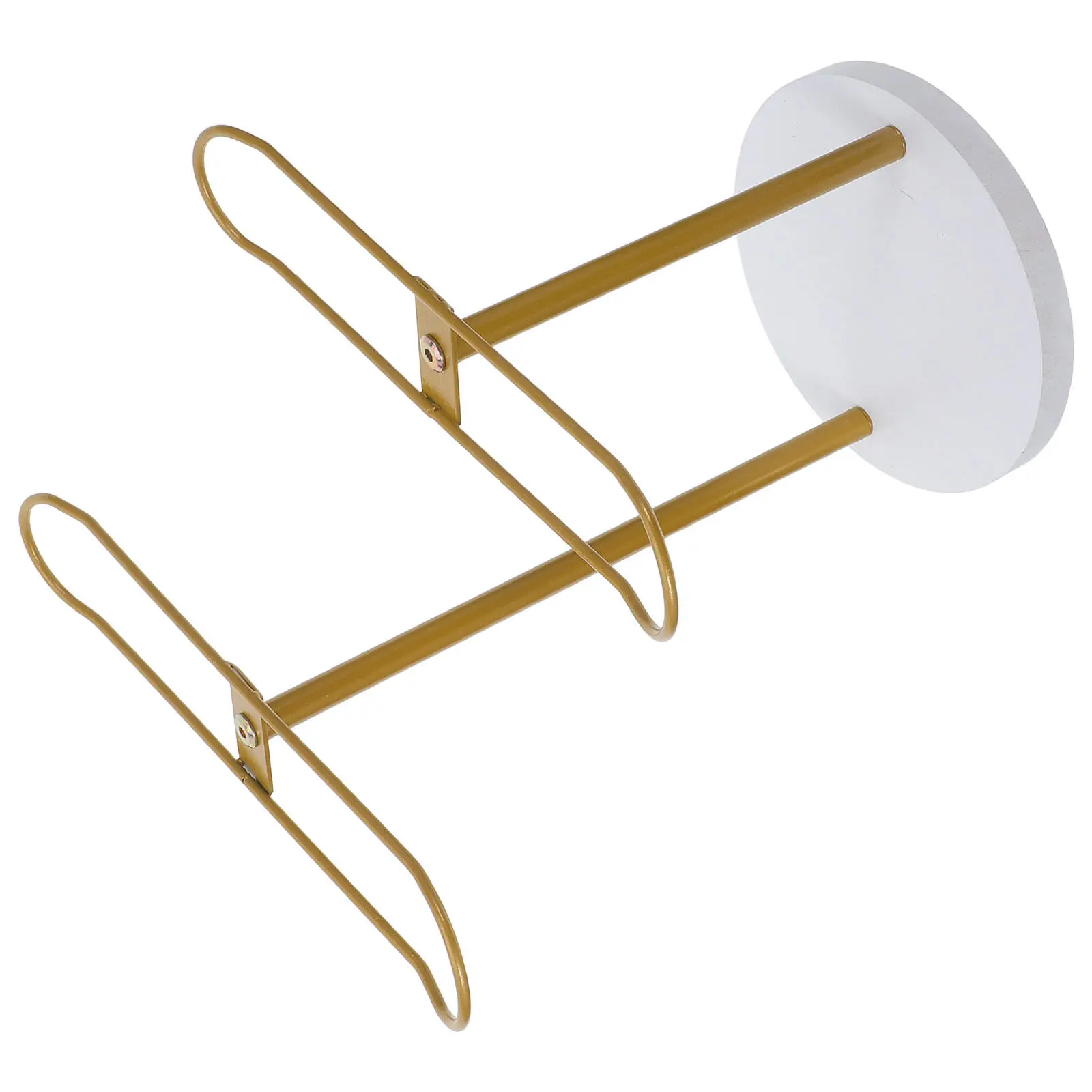 

Headband Organizer 2-Tier Metal Headband Display Stand Gold Finish Stable Wood Base Vanity Jewelry Scrunchie Bracelet Holder