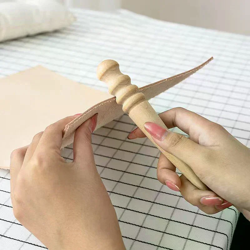 1PC Wood Leather Solid Wood Round Burnishing Edge for Polished Edge Leather Craft Working Tool Craft Kit Leather Edge