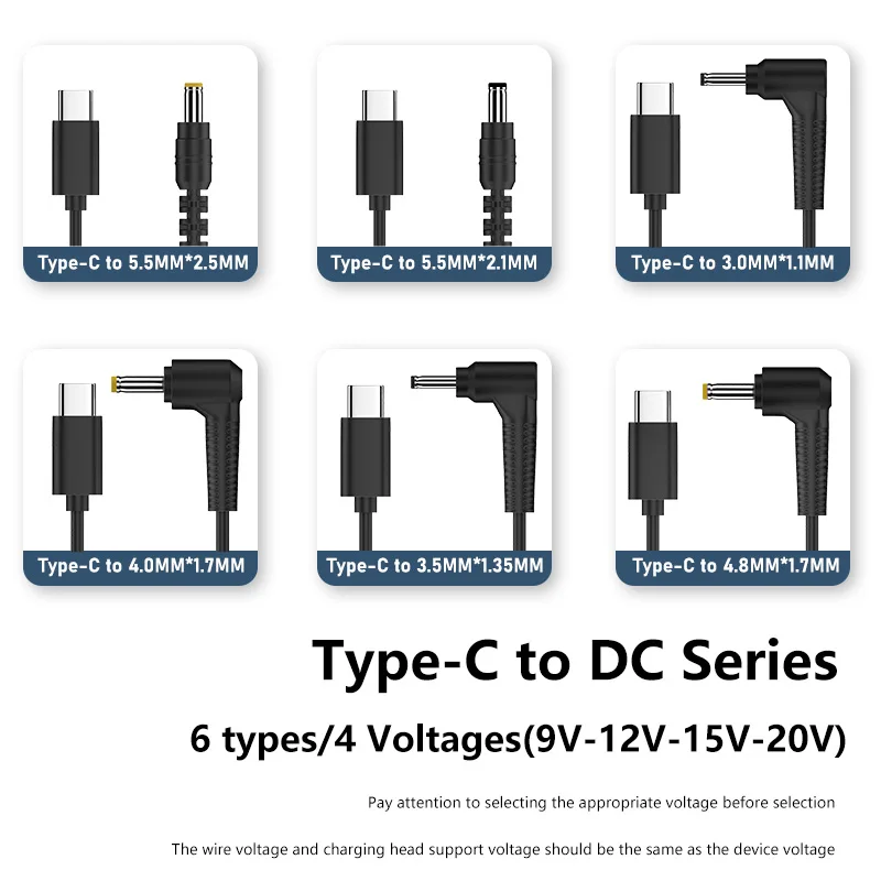 USB Type C PD to 9V 12V 15V 20V DC Power Adapter Cable Universal Charger Converter for Camera Router Mini Fan Speaker Tablet