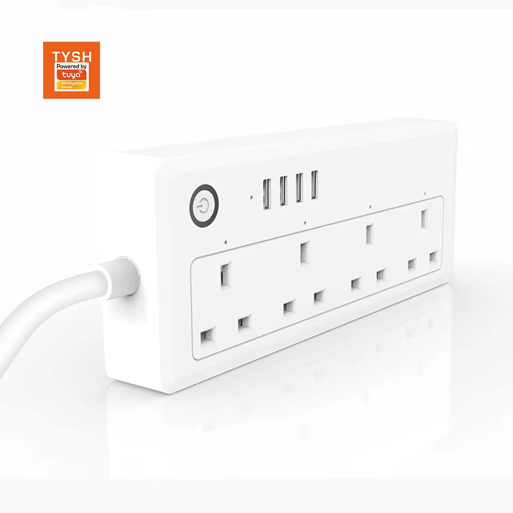 STLF Smart Power Strip Plug With 4Ac Outlets 4 Usb-A Ports App Control Uk/Us/Eu Tuya Wifi Power Socket With Usb