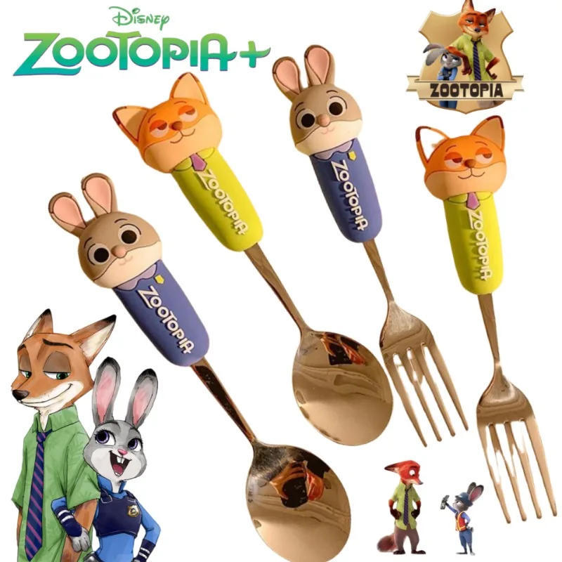 

Disney Zootopia Judy Hopps Nick Wilde аниме двумерная вилка для мальчиков и девочек бытовая ложка для риса из нержавеющей стали с защитой от падения