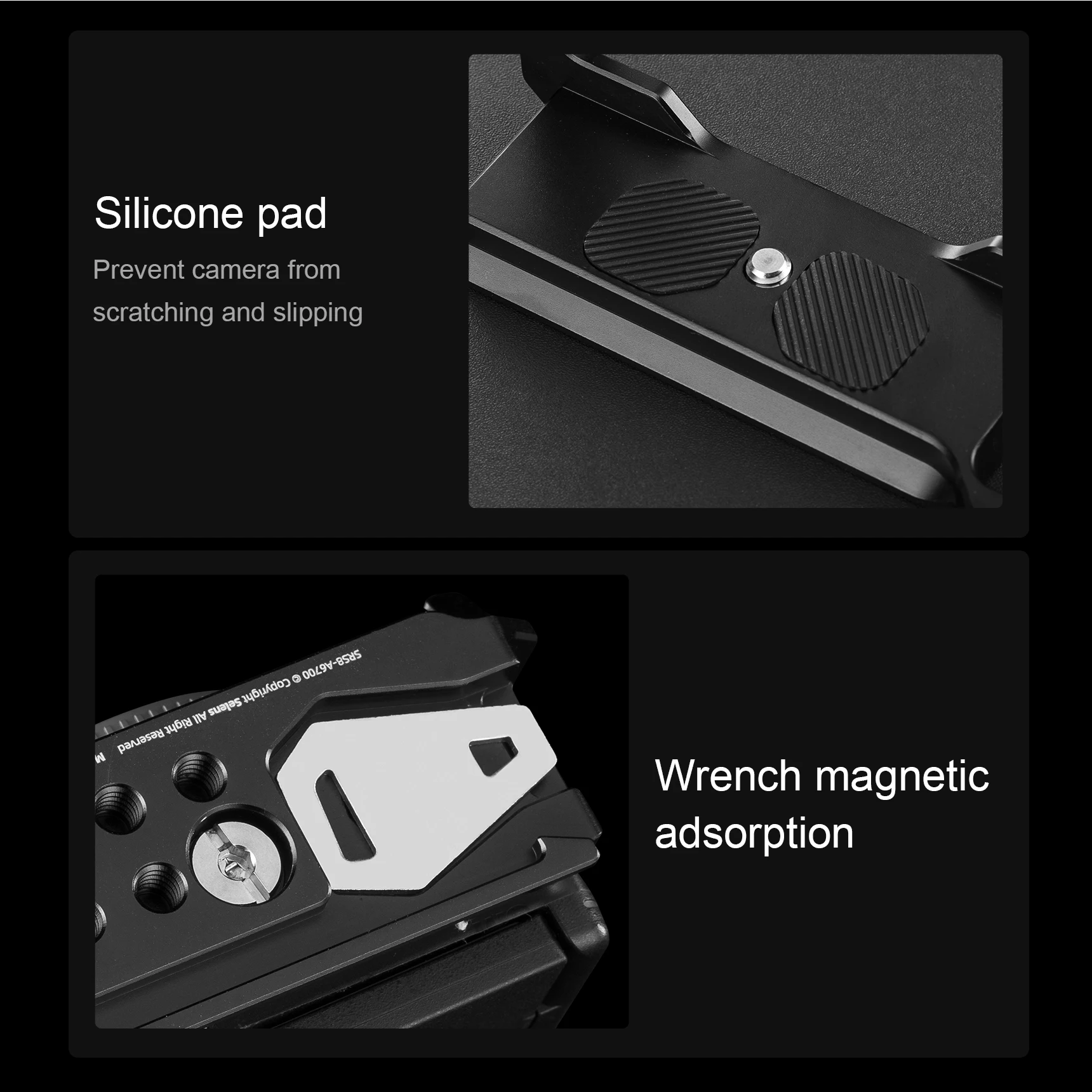 قفص كاميرا سيلينز لـ DSLR SONY A6700 مع فتحات توسيع متعددة حافظة واقية للتصوير الفوتوغرافي مجموعة أدوات تصوير مدونة الفيديو المحمولة