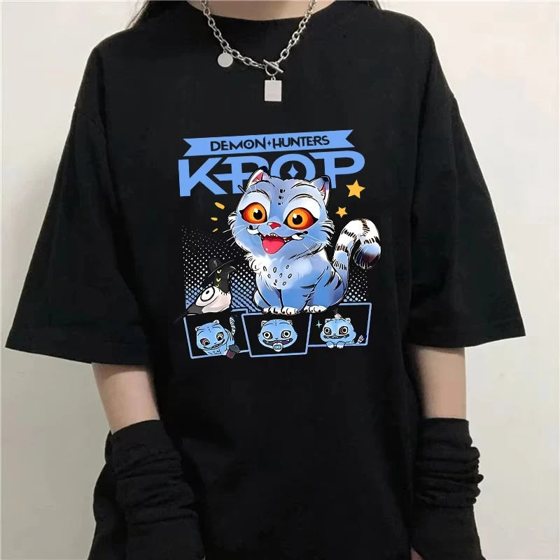 

Популярная модная футболка с рисунком KPop Demon Hunters Tiger, Harajuku, повседневная рубашка с круглым вырезом, футболка высокого качества, топы Y2k Streetwea