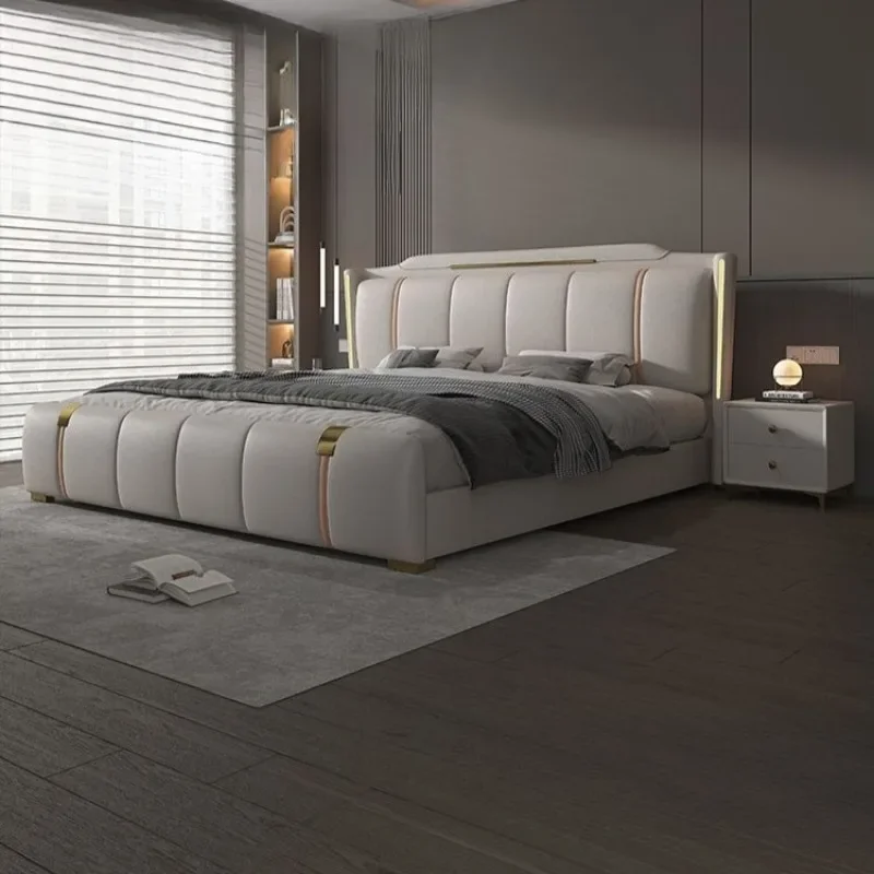 & Upholstered King Minimalist Bed Nordic Luxury Full Size 180x200cm Bed 150x200cm Frame Storage Fancy Home Furniture Accessories