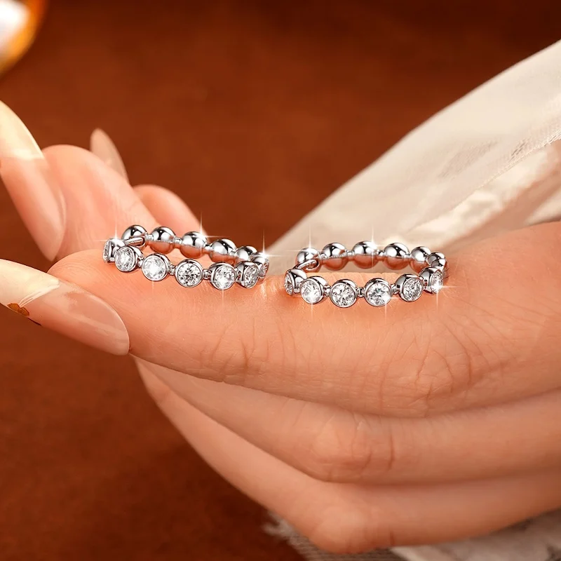 Rrjzz 2,5 mm Full Moissanite Sweet Bubble Creolen für Damen, GRA D-Color, im Labor hergestellte Diamantohrringe, Hochzeitsschmuck, Geschenke – Detail 13