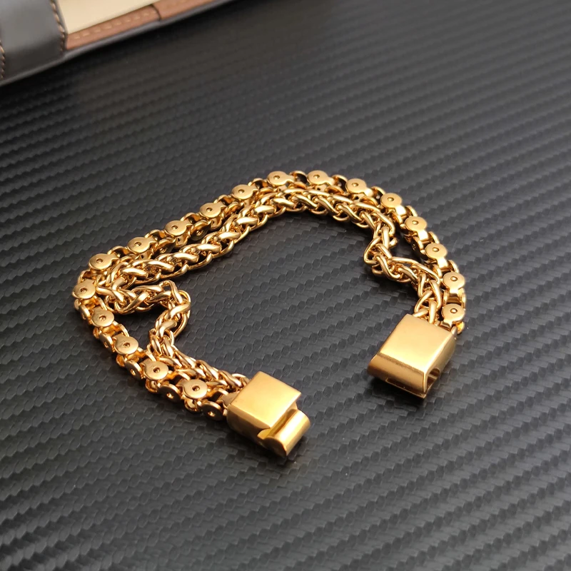 2022 Charm Men Golden Chain Bracelet Stainless Steel NK Link Chain Bangle for Male Women Trendy Wrist on The Hand Jewelry Gifts