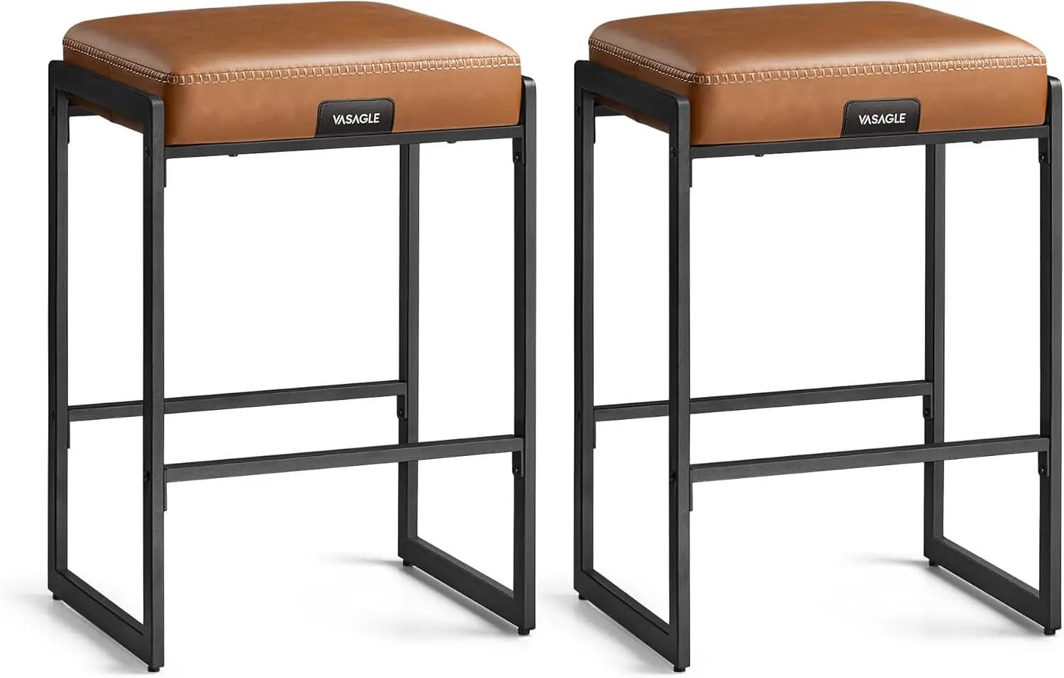 

EKHO Collection - Bar Stools Set of 2, Counter Height Bar Stools, Synthetic Leather with Stitching, Mid-Century Modern Counter