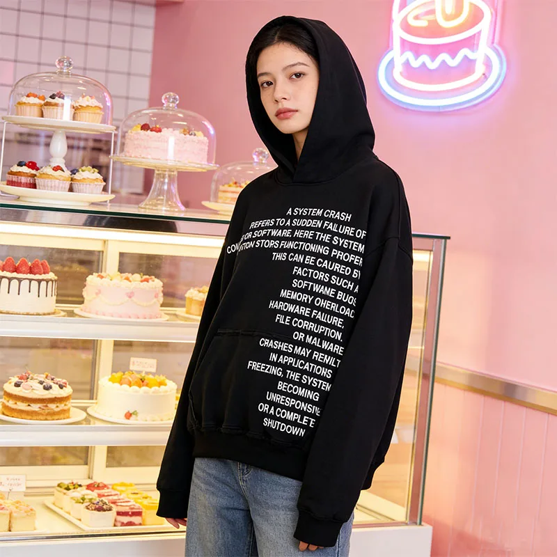 

European American Cotton Commuter Letter Printed Fashion Trend Loose Pullover 2000s Ins Autumn Winter Casual Long Sleeve Hoodies