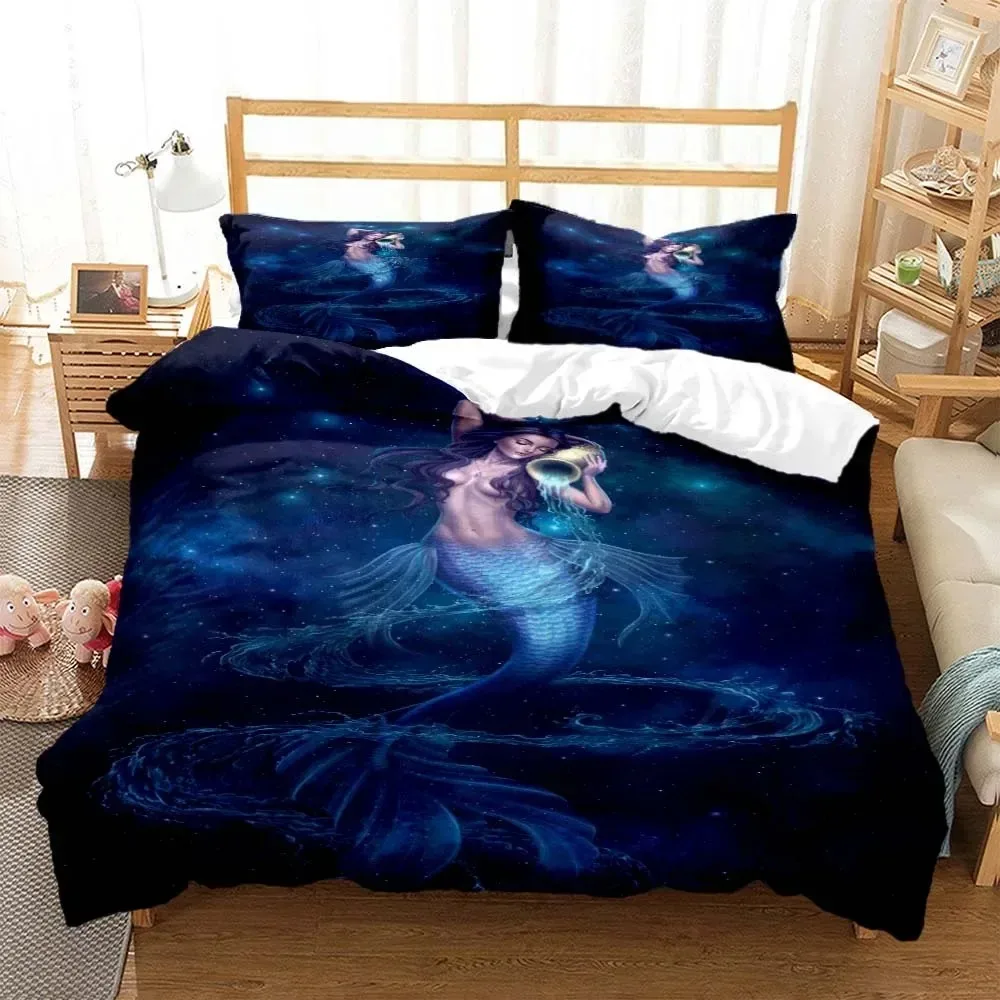 Zodiac Mermaid Digital Bedding Set 3D Printed Suitable for Bedroom Duvet Cover Set With Pillowcases Kids Home Textile