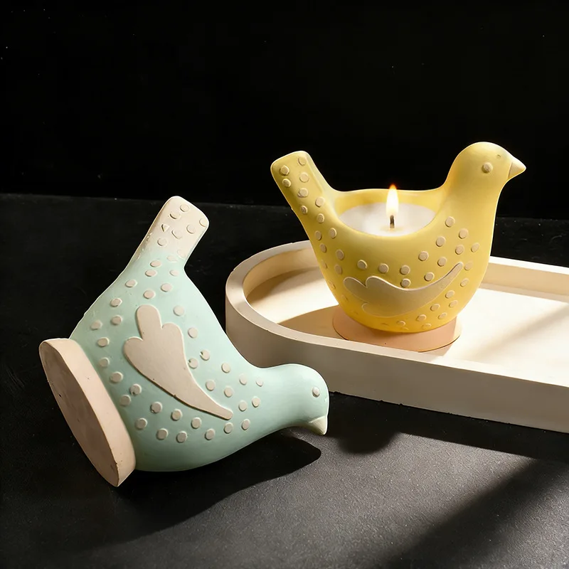 

DIY Resin Aromatherapy Gypsum Bird Candle Cup Mold, Silicone Mold for Bird Potted Storage Candlestick Ornament