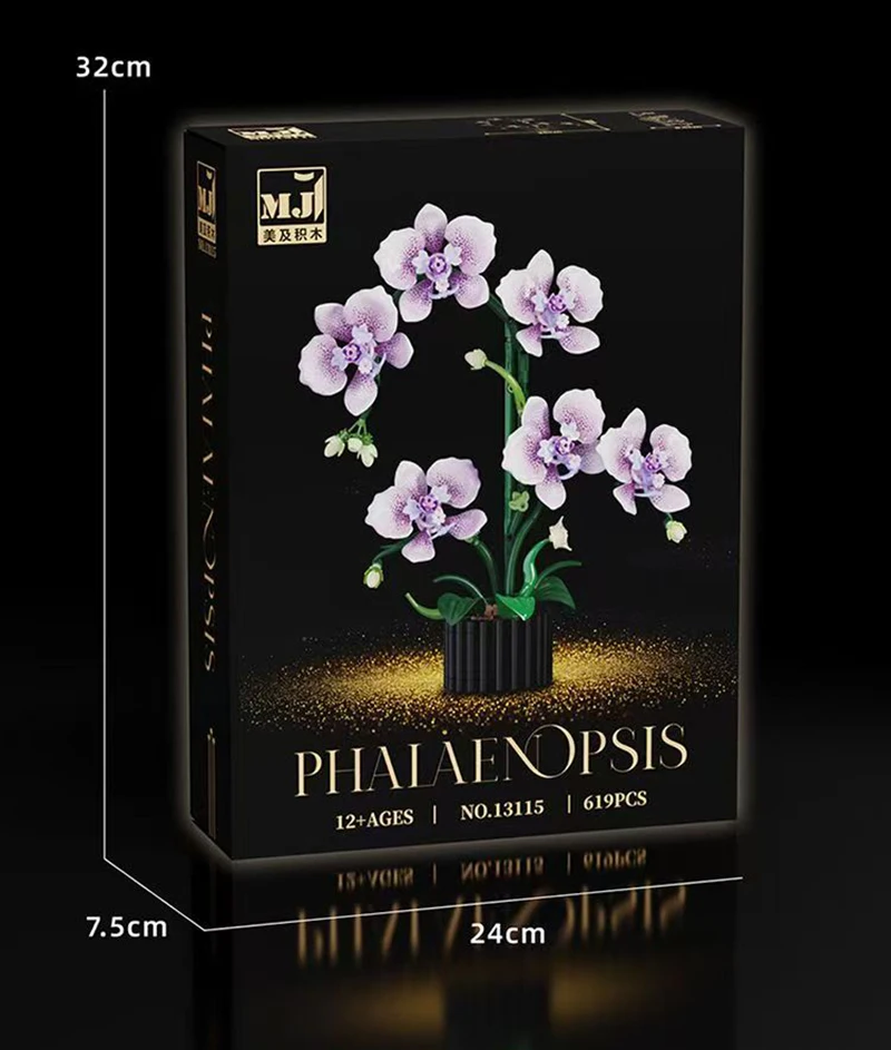 Kreativer Orchideen-Blumenstrauß, Blumen im Topf, Bausteine, unsterbliche Blume, Heim- und Schreibtischpflanzen-Dekoration, zusammenbaubares Baustein-Spielzeug, Geschenk für Teenager. – Detail 22