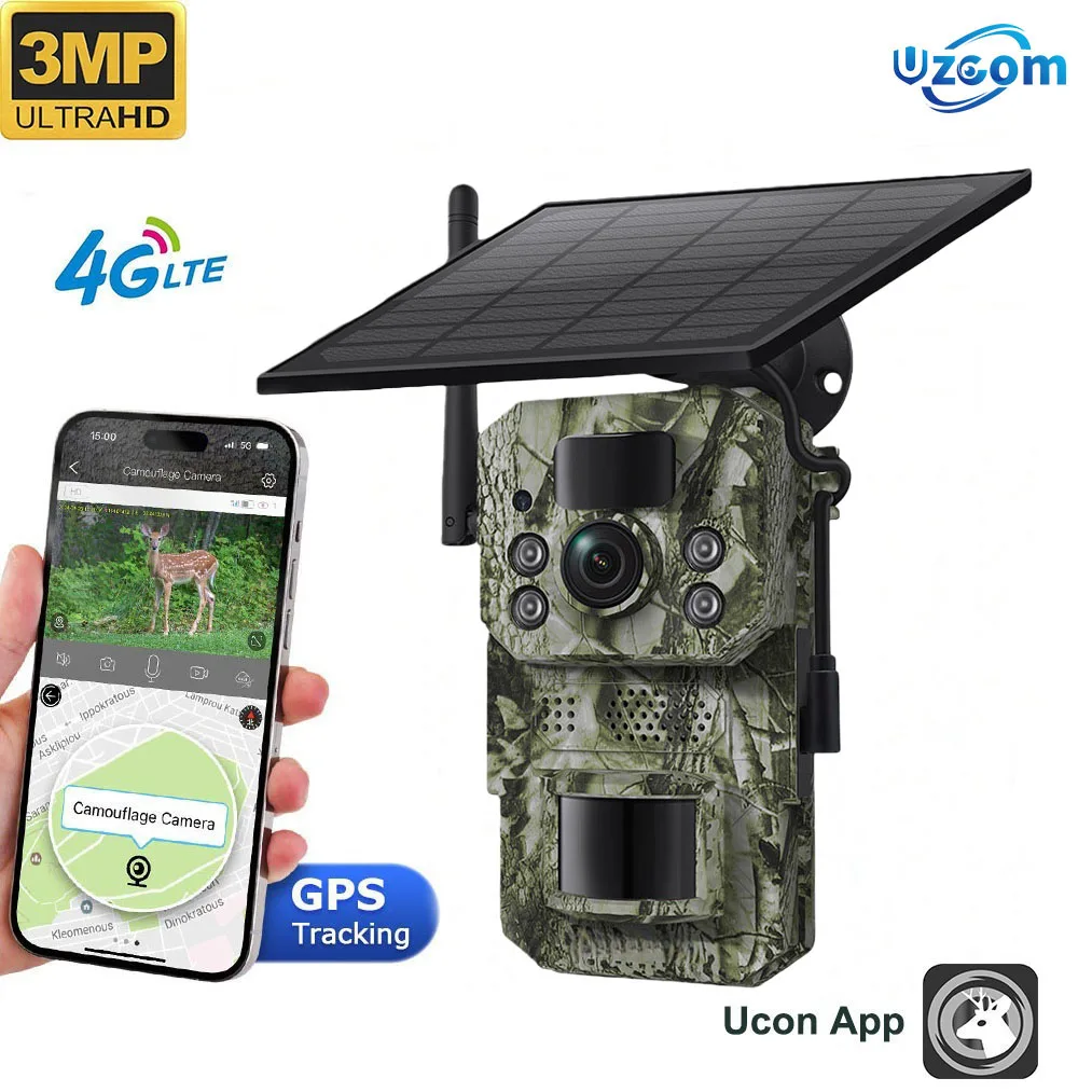 

2K 3MP IP66 4G LTE охотничья тропа камера PIR активация движения ночного видения солнечная батарея лесная камера дикой природы