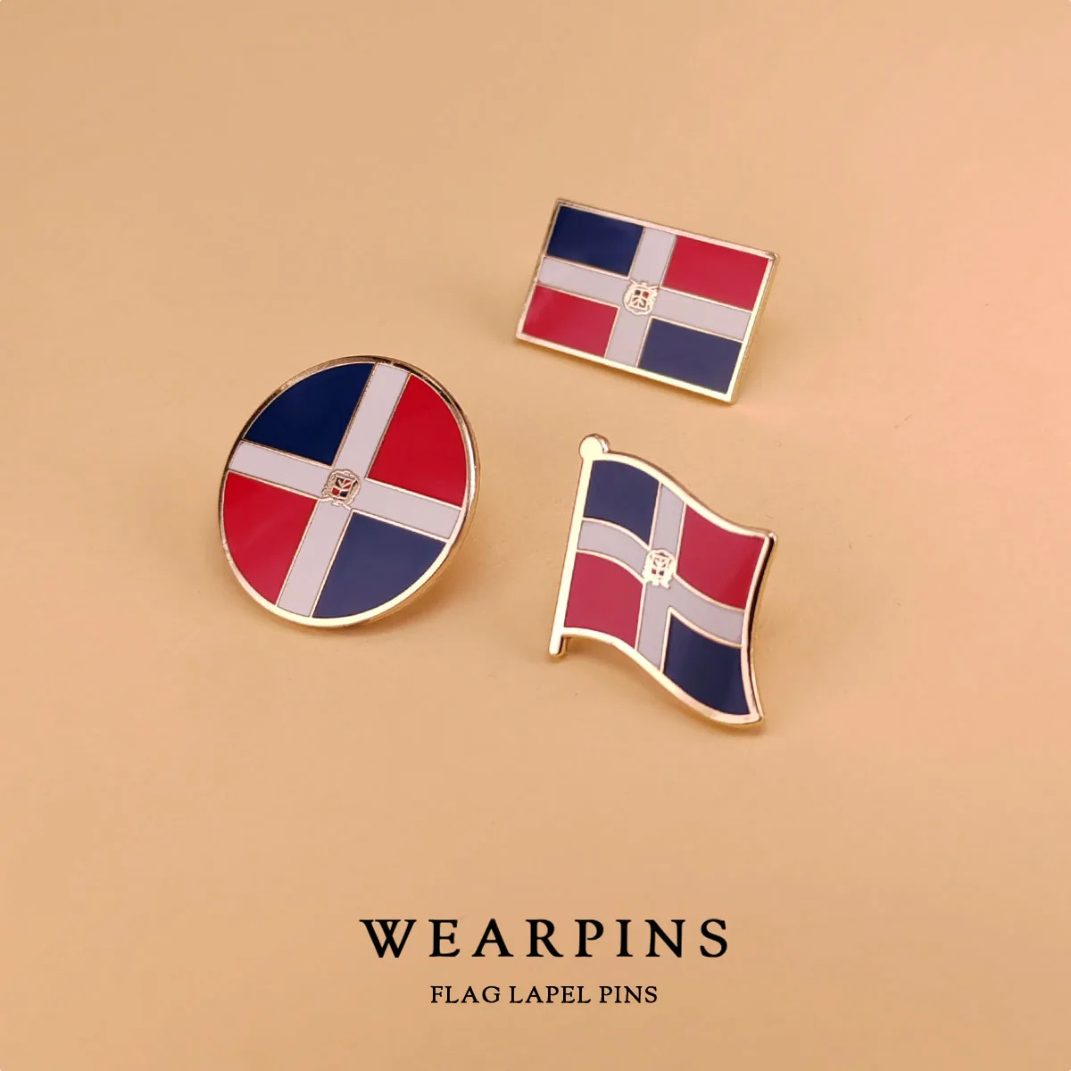 

Enamel Craft Laper Pin Dominican Republic Flag Badge Gold-plated Copper Butterfly Clutch Pins Decoration Crafts