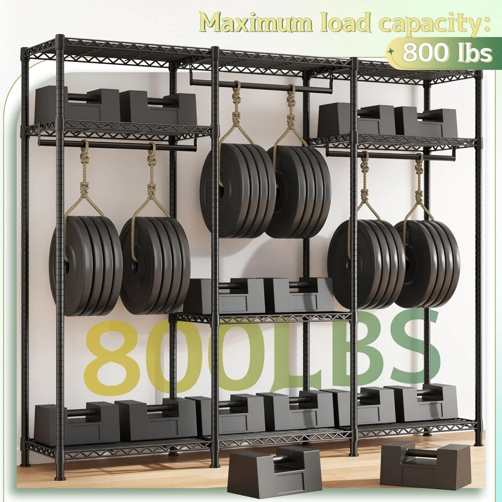 رف ملابس معلق شديد التحمل لغرفة النوم مع غطاء، يدعم 800 رطل، 56 عريض × 16 عميق × 75.5 ارتفاعًا #4