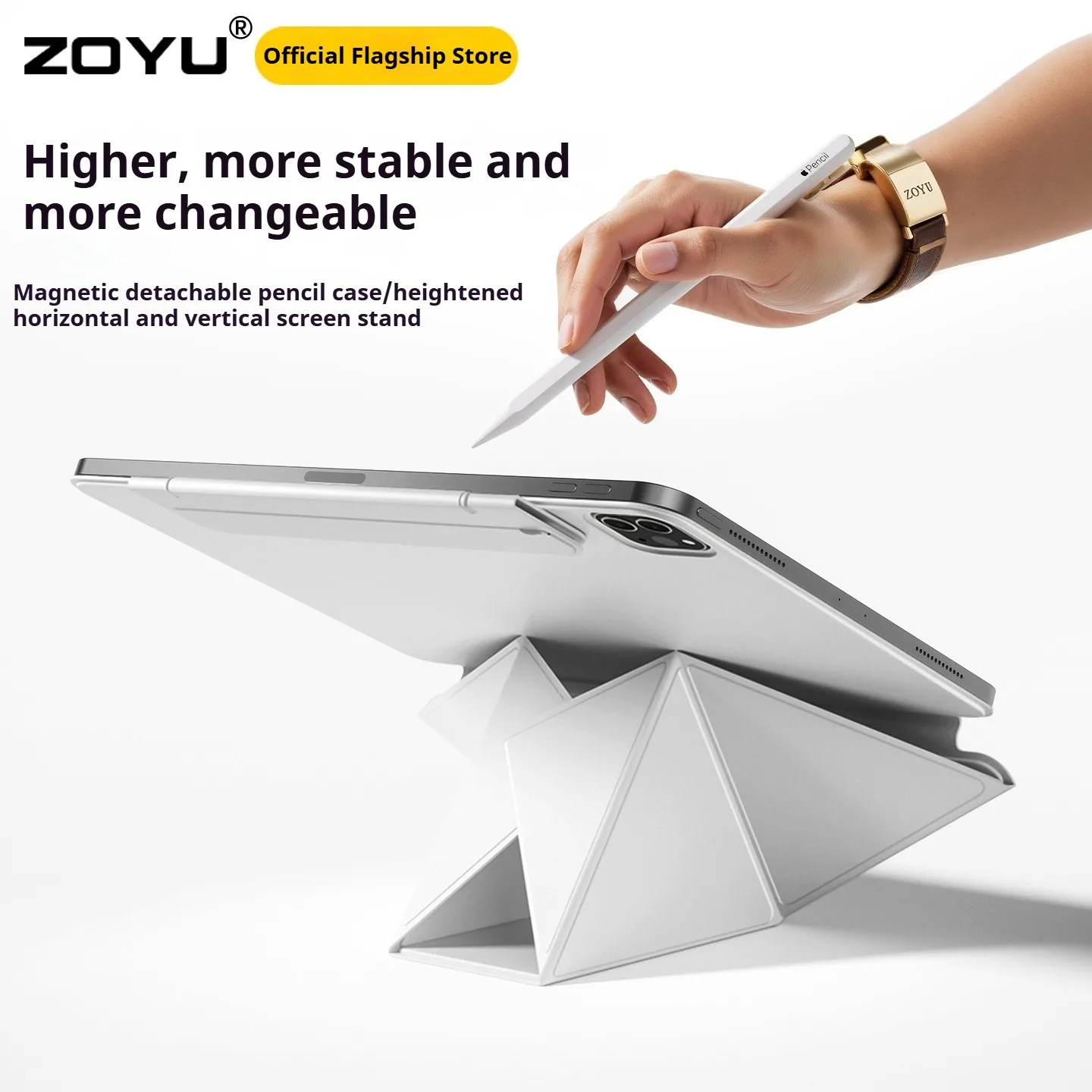 ZOYU for iPad Pro 11 12.9 10/11th Increase Height Bracket Case, Magnetic Detachable Cover iPad Air 4/5th 11/13 M2 M3 Mini 6/7th