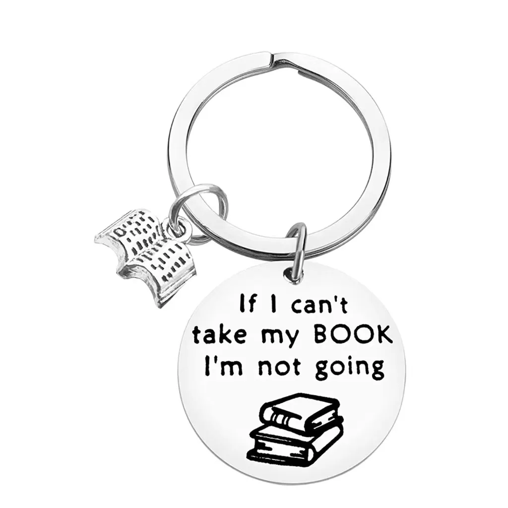 Si no puedo tomar mi libro llavero de acero inoxidable lectura inspiradora libro de estudiante mochila colgante