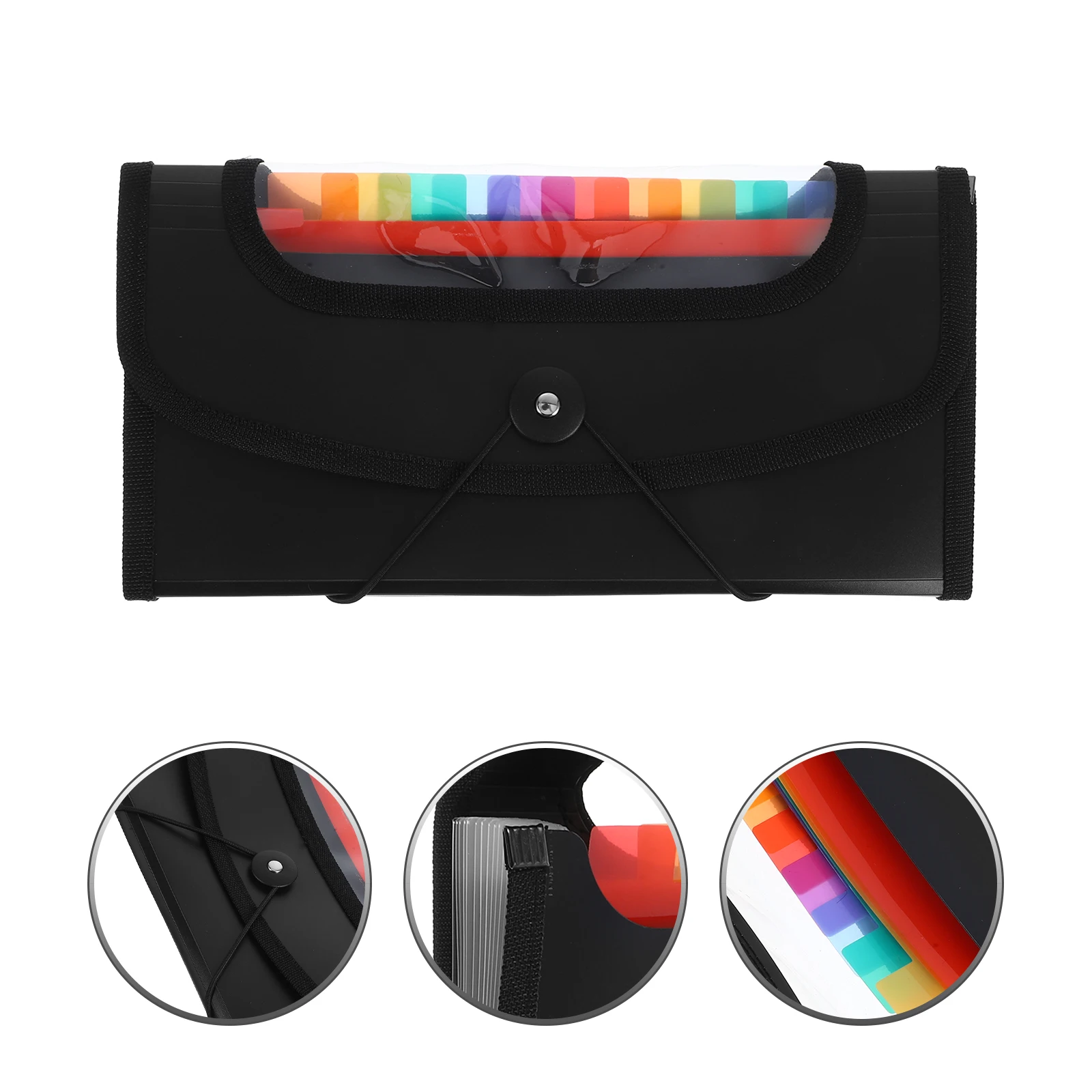

1pcs Accordion File Organizer Folder Receipt Holder Ticket Document Storage Wallet Cash Bill Envelope Black 13-Section