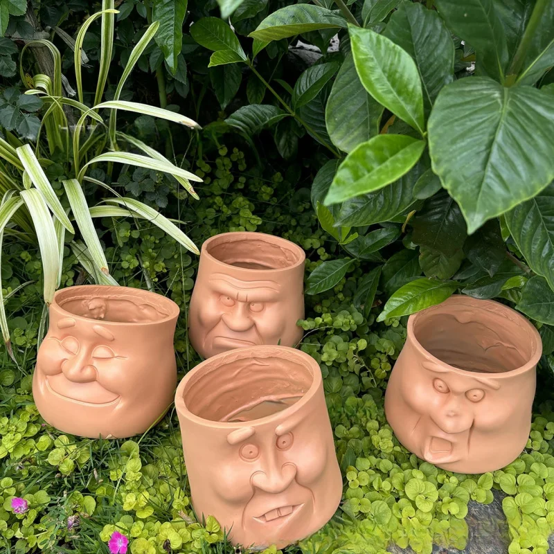 

Funny Face Flower Pot | Creative Resin Succulent Planter | Unique Garden Accessories | Balcony Decoration | Home Decor Figurines
