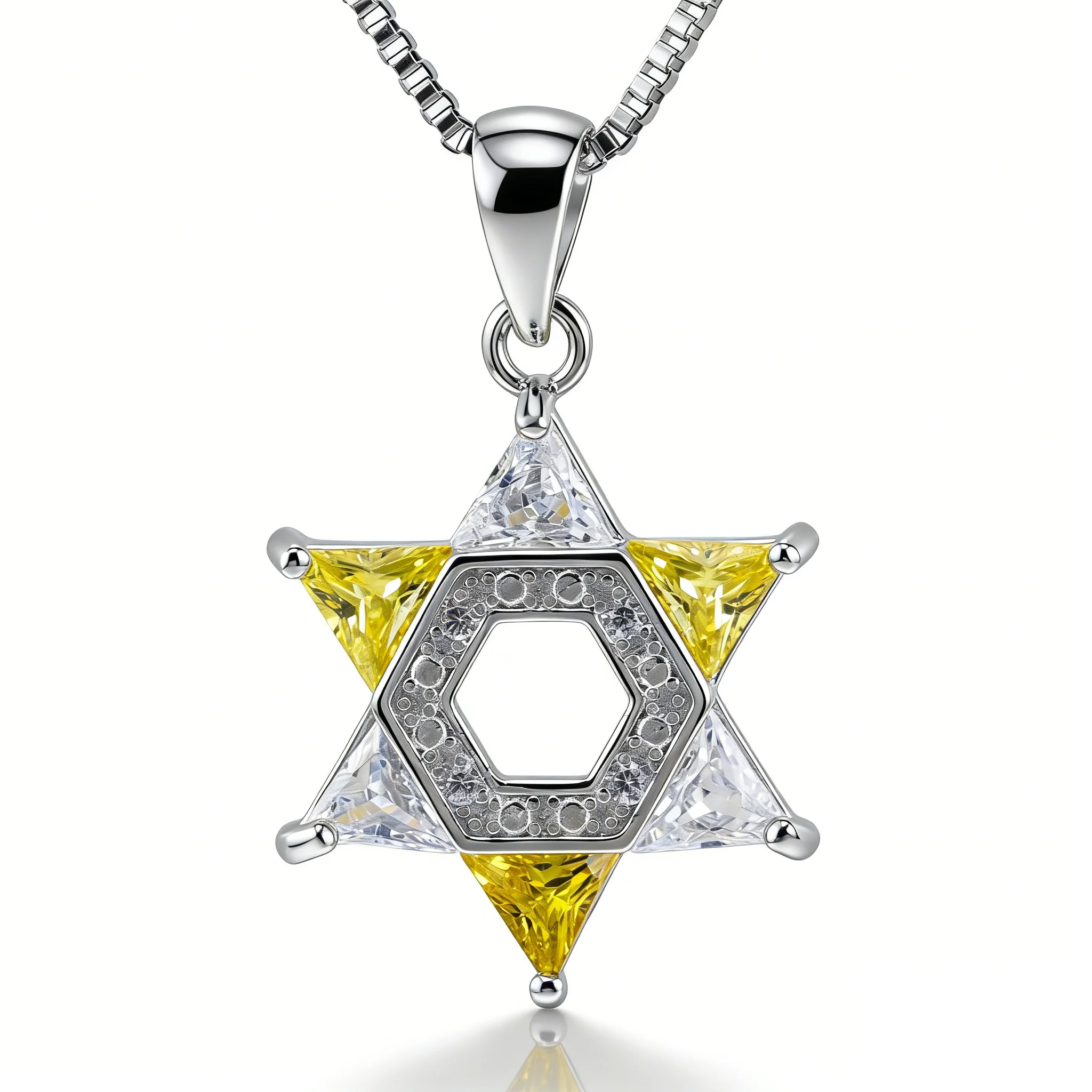 Bunte Davidstern-Anhänger-Halskette für Frauen, zierliche Hexagramm-Halskette mit Zirkonia, trendiger Boho-Schmuck als Geschenk für – Detail 9