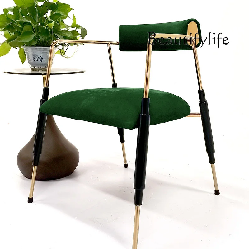 

American medieval leather art design leisure sofa household simple backrest dining chair