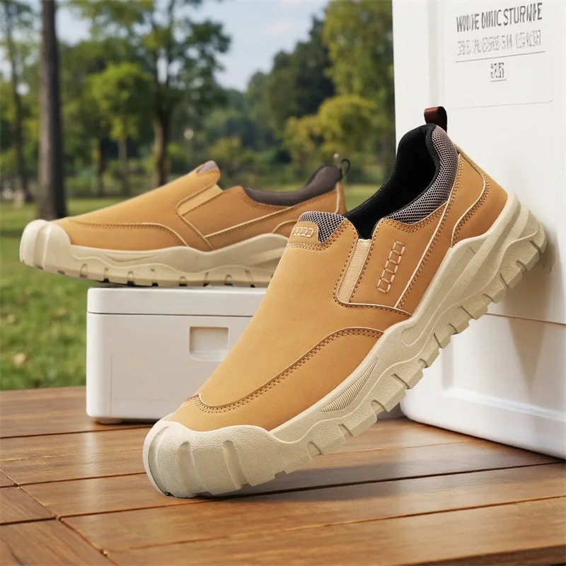 Zapatos de verano con suela de goma transpirable, nuevos zapatos informales ligeros con parte inferior gruesa, fáciles de usar, sin cordones, para persona perezosa, cuero de vaca
