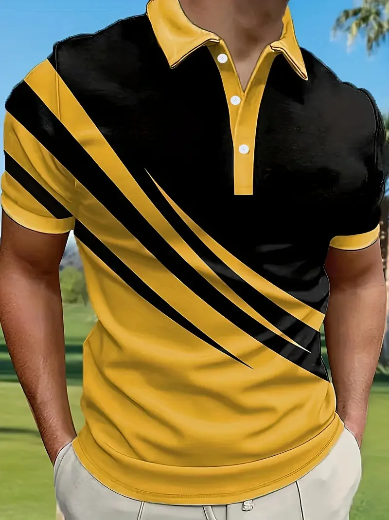 Fashion Striped Trend Men's Polos T-Shirts Summer Short Sleeve 3d Print Street Comfortable POLO Tee 6XL Plus Size Casual Tops - Image 4