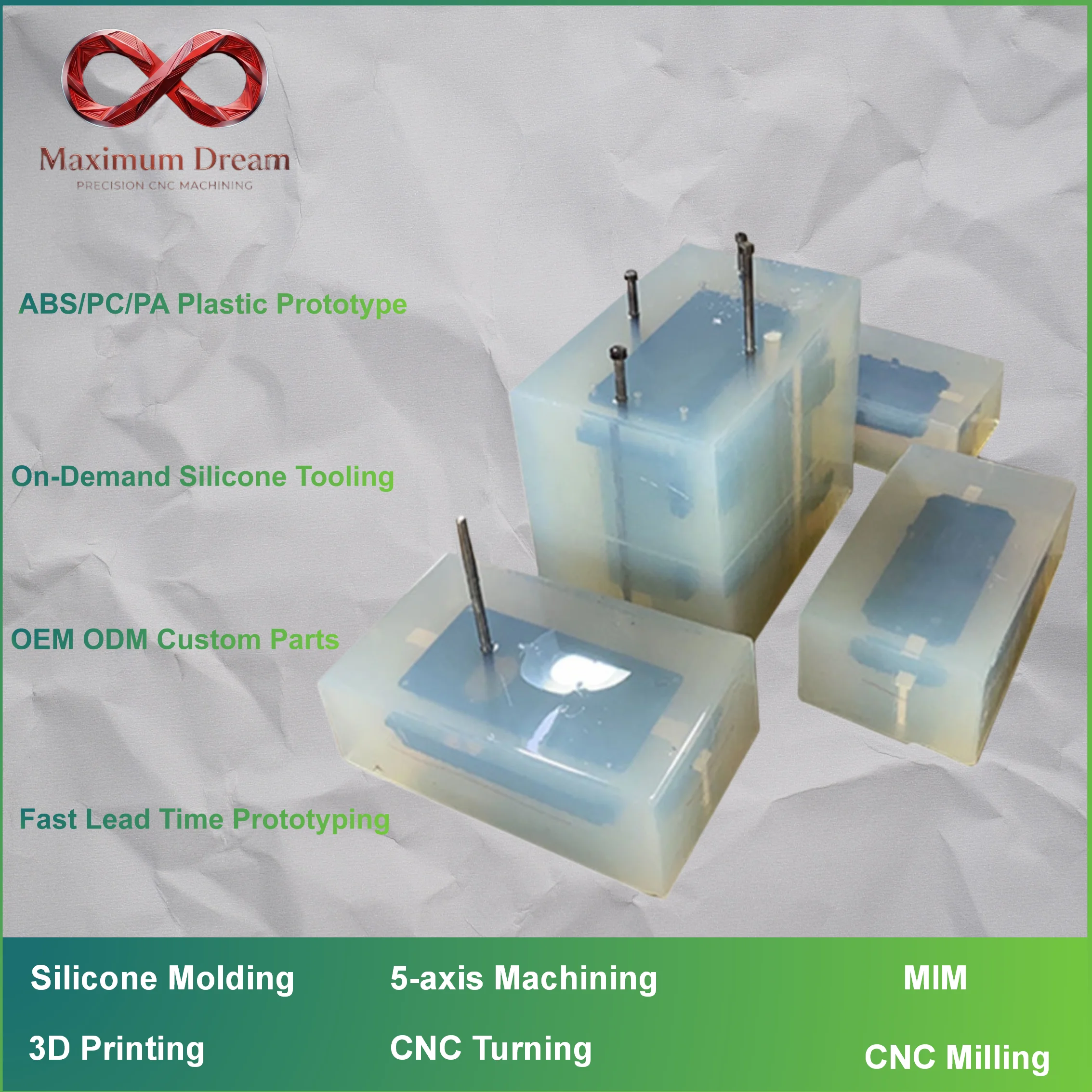 Custom Made Vacuum Casting Prototype Silicone Mold Urethane Casting ABS PC PA POM PP Low Volume Plastic Parts OEM ODM