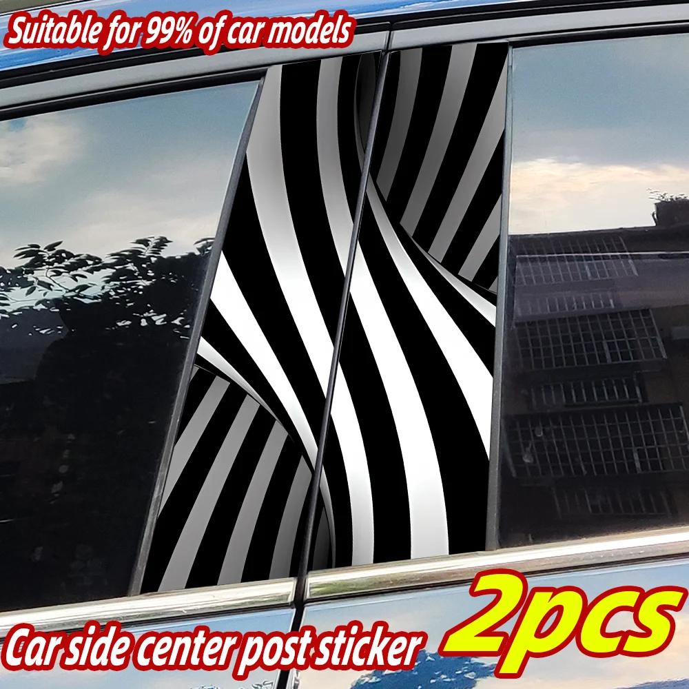 

3D Space Stripes Car Stickers Auto B Pillar Waterproof Decoration Cover Scratches Car Doors Pillar Sunscreen Decals Accessories